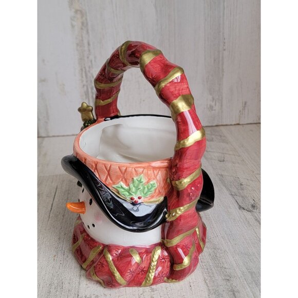 Snowman face ceramic basket xmas home decor kitchen accessory - Picture 4 of 8